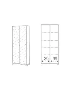 ARMADIO OLMO CON 2 ANTE A SPECCHIO, 83X190X29 CM